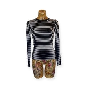 Wild Fable striped top long sleeve black white medium new nwt